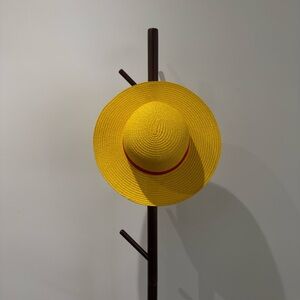 Yellow Straw Hat with Red Band